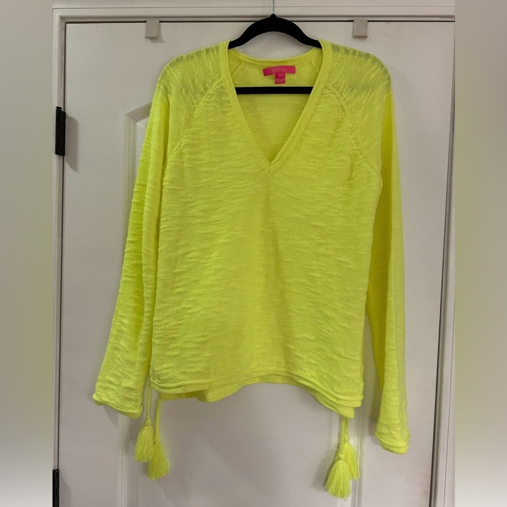 EUC Lilly Pulitzer Jodi Prickly Pear V-neck sweater - Picture 2 of 2